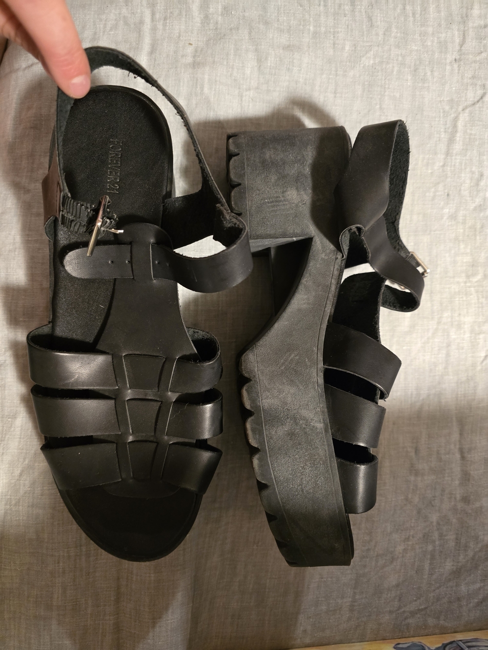 Forever 21 Black Strappy Platform Sandals